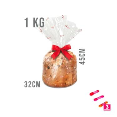 Imagem de Kit Saco para Panetone 14cm x 23cm 100g com Fita de Cetim 22mm x 10m
