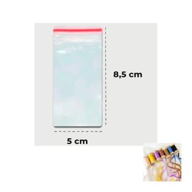 Imagem de Kit Saco Zip 5x8,5cm 100 Unidades Com Fita Cetim 4mm x 10 Metros