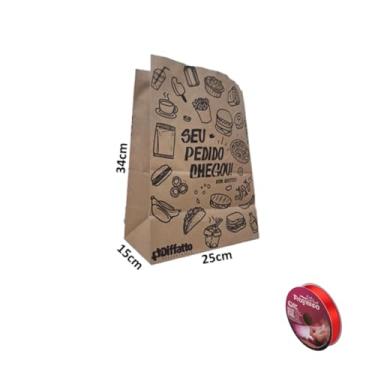 Imagem de Kit Saco SOS 7,5kg Impresso Lanche com 50 Unidades e Fita Cetim 15mm x 50mts