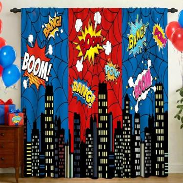 Imagem de HunnmingRe 4 peças de teia de aranha decoração de festa de aniversário pano de fundo azul e vermelho com tema de aranha faixa de foto banner de porta de herói para aranhas decoração de festa de