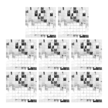 Imagem de Painéis de fundo com glitter MUNEFE, painel de fundo de lantejoulas, cenário de parede de lantejoulas quadrangulares para decoração de festa de casamento de aniversário (8 peças) (Prata)