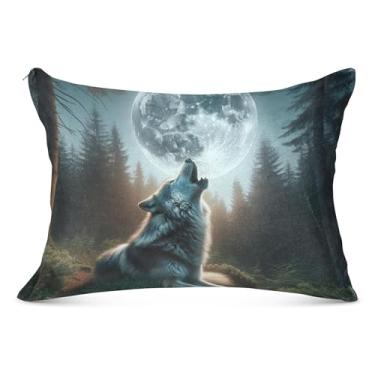 Imagem de Capa de travesseiro de flanela grande com zíper longa capa de travesseiro padrão King Queen capa de travesseiro fofa para corpo macio, tamanho corporal, 53 cm x 137 cm