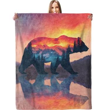 Imagem de Cobertor de urso majestoso da montanha, macio, leve, quente, de flanela, 203 × 152 cm, com cena da natureza da vida selvagem para sofá, viagem, cama, ao ar livre, presentes para homens, mulheres e