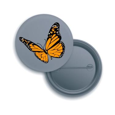 Imagem de Broches de Botão com Borboleta Monarca Laranja, Pack com 10 Unidades, Design Inseto, Fundo Branco (10, Cinza)