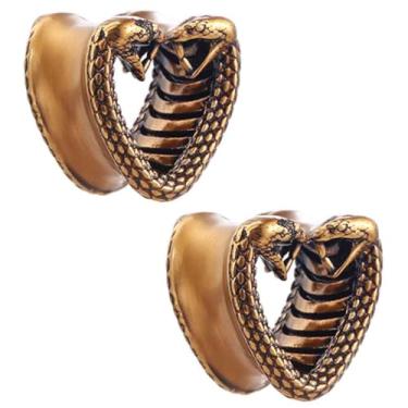 Imagem de LOMISS 2 Peças ALARGADOR AÇO CIRÚRGICO/COBRE COBRAS (DOURADO, 10MM)