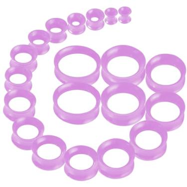 Imagem de WINSENET 20 peças de alargadores de orelha de silicone flexíveis 2G-25 mm alargadores macios alargadores de orelha alargadores de orelha alargadores de orelha Os brincos roxos piercings joias para