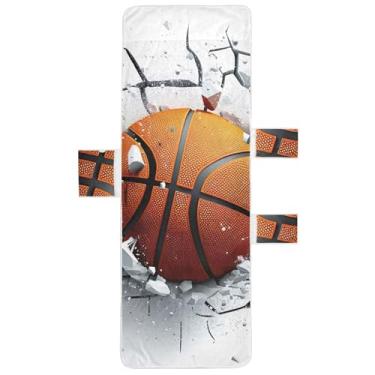 Imagem de Bola de basquete 3d capa de espreguiçadeira toalha de cadeira toalhas de praia de piscina com bolsos espreguiçadeira de praia floral 203 x 76 centímetros