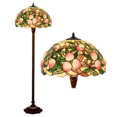 Imagem de Luminária de chão em vitral com libélula, estilo Tiffany, para decoração de casa. Luminária de leitura antiga com cúpula artesanal de 40 cm de diâmetro e base de metal, ideal para sala de es