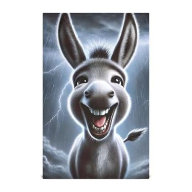 Imagem de Joisal Toalhas de prato de verão para cozinha decorativas cinza engraçado impressão de burro toalha de chá de mão panos de prato panos finos de secagem rápida 45 x 71 cm, pacote com 6