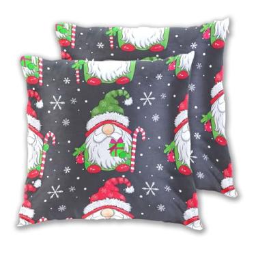 Imagem de Joitme Conjunto de 2 capas de almofadas de neve brancas de gnomo de Natal, fronha de sofá grande, decoração de quarto, 50 x 50 cm, 2 peças