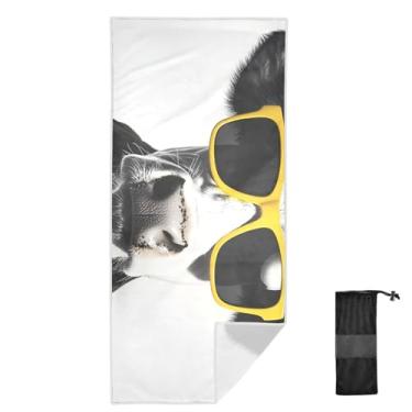Imagem de Joitme Toalha de banho infantil amarela com óculos de vaca, 78 x 188 cm, toalhas de banho, toalhas de piscina de secagem rápida