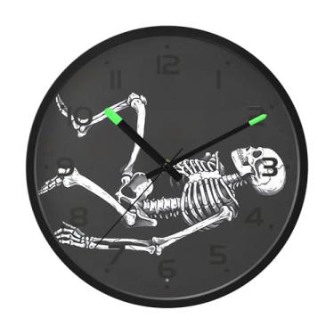 Imagem de SEHANY Relógio artístico de parede de caveira silencioso, sem tique-taque, relógio redondo operado por bateria, controle de som, luz noturna, relógios de parede para sala de estar, cozinha, quarto