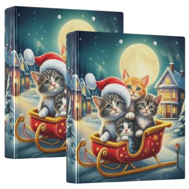 Imagem de Fichários fofos de trenó e lua de neve, 3 polegadas, 3 anéis, 200 folhas, floral, animal, caderno, fichário, 31,5 x 27 x 6 cm, pacote com 2