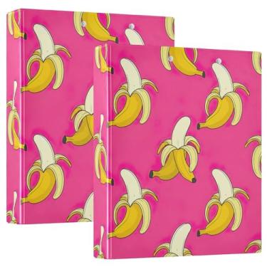 Imagem de Fichários Bananas Pink com 3 anéis de 3 cm para guardar 200 folhas, caderno, floral, anel redondo, fichário, 31,5 x 27 x 6 cm, 1 pacote