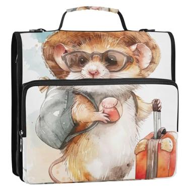 Imagem de Fichários básicos de 3 cm, 3 anéis, resistente, fofo, desenho animado, animal, zíper, portfólio e estojo, suporte de pasta de anel, bolsa para fichário de ensino médio com alça