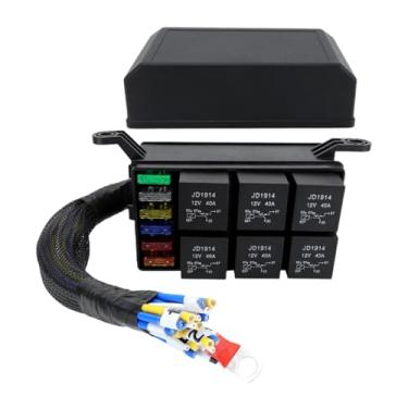 Imagem de Mqetly Caixa de Relés E Fusíveis de 6 Vias 12V, à água, Preta, para Peças de Reposição, Painel de Relés, Acessório para Motocicletas, Automóveis E, Style a