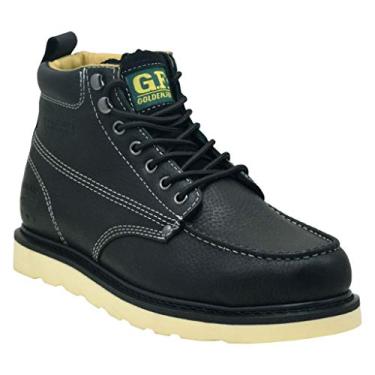 Imagem de Botas de trabalho masculinas de aço Golden Fox, 15 cm, bota confortável para construção., Preto, 12