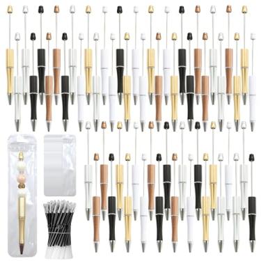 Imagem de DASTTUIS 450 canetas com contas – 150 canetas de plástico com contas a granel, refis e sacos de caneta incluídos – Kit de canetas esferográficas fofas de tinta preta – Canetas DIY para estudantes e