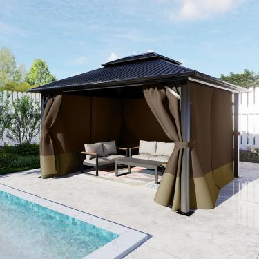 Imagem de BPS Cortina Gazebo de 3,5 x 40,6 m, privacidade, 4 painéis, cortina de substituição para exterior (apenas cortina)