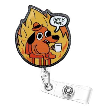 Imagem de Soleebee Carretel engraçado de crachá de enfermeira Dog on Fire, suporte retrátil para crachá de trabalho, clipe de crachá de identificação com clipe de jacaré giratório de 360° para estudantes RN LPN