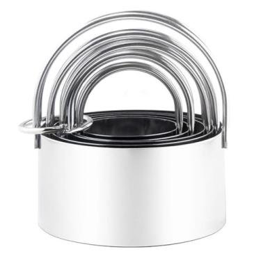 Imagem de Conjunto de cortador de biscoito de aço inoxidável Kookia (5 peças/conjunto), cortador de biscoitos redondo com alça, ferramentas profissionais para assar massa