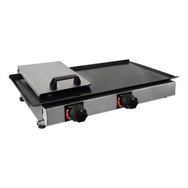 Imagem de Chapa Chapeira de Lanches Porções Hambúrguer a Gás 60x30 cm Inox Com P