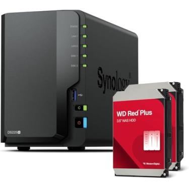 Imagem de Synology DS225+ 2-Bay Diskstation NAS (Intel Celeron J4125 Quad-Core, 2 GB Non-ECC DDR4 SODIMM 1 x 2,5 GbE und 1 x 1 GbE RJ-45 LAN-Port) Pacote de 12 TB com 2X 6TB WD Red Plus