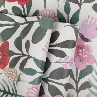 Imagem de Abyssaly Papel de parede floral papel de parede de contato cozinha papel de parede autoadesivo (amarelo, 45 cm x 299 cm)