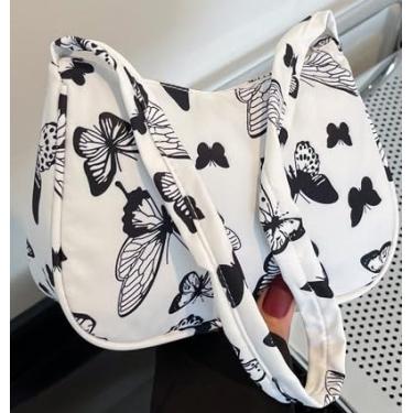 Imagem de Bolsa de ombro feminina pequena de nylon com carteira de dinheiro para compras casuais para festas, Borboleta, Tendência