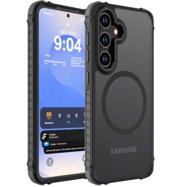 Imagem de DEERLAMN Capa magnética forte para Samsung Galaxy S24/S25 de 6,2 polegadas, [compatível com Magsafe] [Proteção contra quedas de grau militar] Capa protetora para celular fosca translúcida à prova de