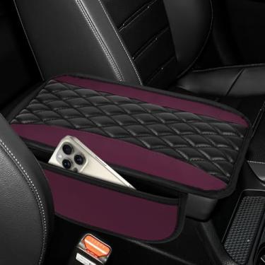 Imagem de wuyaoyao Capa de console central de carro, 30 cm x 19 cm à prova d'água de couro protetor de braço automotivo com bolsos laterais, almofada de almofada de descanso de braço de veículo elegante e