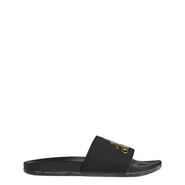 Imagem de adidas Tênis de corrida unissex Adilette Comfort, Núcleo preto/dourado metálico/núcleo preto, 9