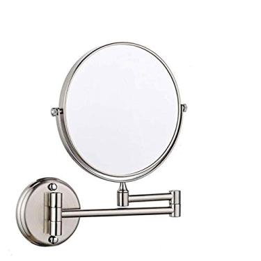 Imagem de CZCZC Espelho de banheiro, espelho de maquiagem montado na parede espelho de banheiro 20 cm espelho de maquiagem espelho cosmético dupla face rotação 360