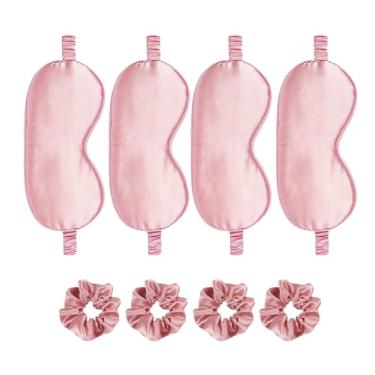 Imagem de Máscara de cetim para os olhos, 8 peças, máscaras de seda para dormir, sombra de olhos sedosa, blecaute, cobertura para olhos, laços de cabelo, presentes de casamento