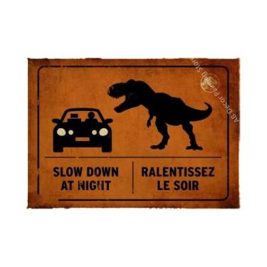 Imagem de Placa De Advertência Vintage De Dinossauro, Pôster Retrô, Arte Estétic