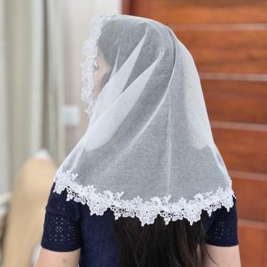 Imagem de Véu Ccb Congregação Cristã Renda Guipir Floral Adulto (modelo Ariel) -