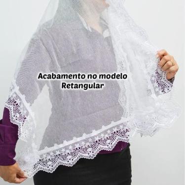 Imagem de Véu Ccb Congregação Cristã Adulto Renda Guipir Floral Larga (Miriã) - 