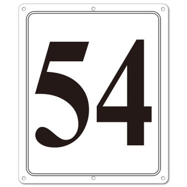 Imagem de i-CowFun Placa numerada de metal premium ao ar livre, refletiva 30,5 x 25,4 cm placas numeradas de alumínio grande 54 para estacionamento, quadra de tênis, campo, armazém, corredor, edifício, doca