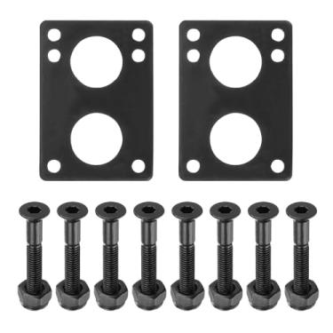 Imagem de Conjunto de parafusos de almofadas de elevação de skate, pacote com 2 almofadas de borracha de 6 mm com 8 peças de parafusos de montagem, porcas, kit de reparo de hardware para Cruiser, preto