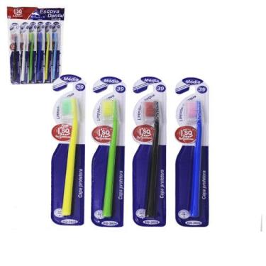 Imagem de Escova dental adulto média c/ protetor - casa safari - Dentale