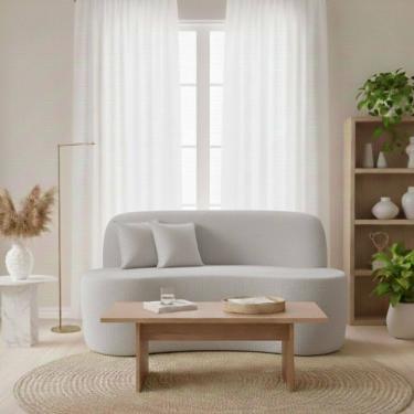 Imagem de Sofá Minimalista Orgânico 2 Lugares Sala Bouclé