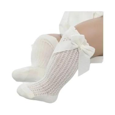 Imagem de Meias De Algodão Com Laço Para Bebê Menina, Antiderrapantes, Altura At
