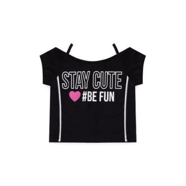 Imagem de Conjunto Infantil Menina Cropped Stay Cute Be Fun, Preto, 3
