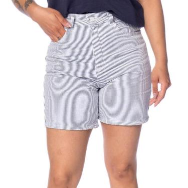 Imagem de Bermuda Feminina Max Denim Sarja Listrada Branco/marinho-Feminino