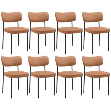 Imagem de Kit 08 Cadeiras Decorativa Estofada Para Sala De Jantar Melina L02 Couríssimo Mocca - Lyam Decor