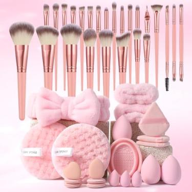Imagem de Pincéis de maquiagem, kit de maquiagem multifuncional, conjunto de ferramentas de maquiagem com pincel de base de maquiagem, conjunto de pincéis de maquiagem (conjunto de 46 peças)
