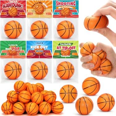 Imagem de BAYSING Valentines Day Cards Gift for Kids with Mini Basketballs Stress Balls for Boys Girls,Valentines Party Favors Goodie Bag Stuffer Class Treats Prizes for Toddlers