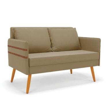 Imagem de Namoradeira 02 Lugares Mari Suede Pés Palito Castanho D03 - D'Rossi, M
