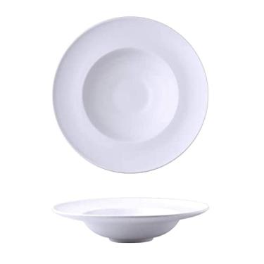 Imagem de Prato de sopa, prato de massa, tigela de sopa redonda de porcelana para sopa, macarrão, café da manhã, macarrão, arroz, frutas, sobremesa, lava-louças, micro-ondas e forno, 350 ml (C)