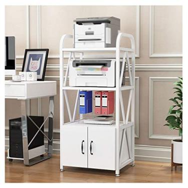 Imagem de U5GAAALPPQ9 Suporte de impressora de chão para impressora de escritório máquina de fax scanner prateleira armário com porta casa móvel copiadora suporte 55 × 40 × 121,5 cm (4 pisos) para casa